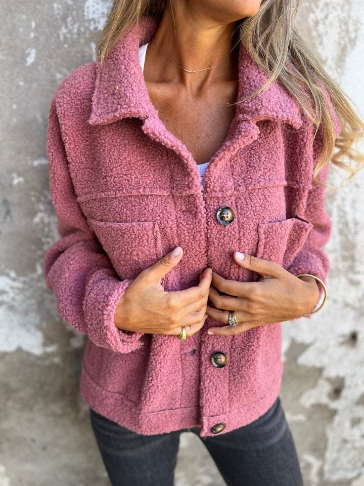 Veste Courte en Laine avec Poches