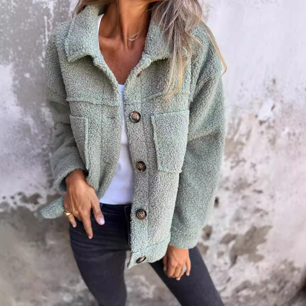 Veste Courte en Laine avec Poches