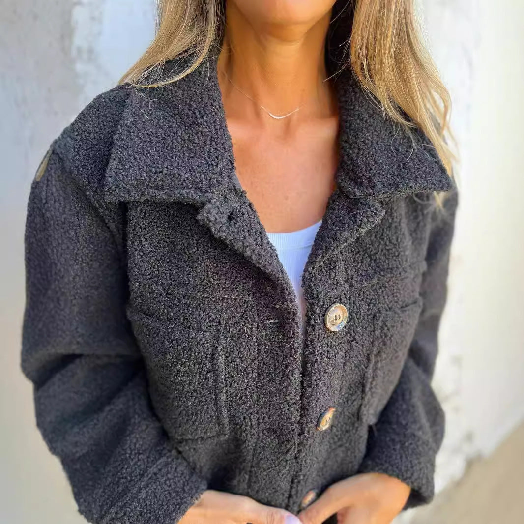 Veste Courte en Laine avec Poches