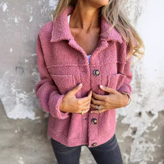Veste Courte en Laine avec Poches