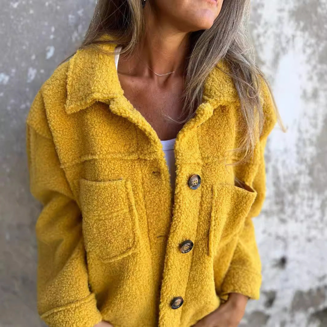 Veste Courte en Laine avec Poches