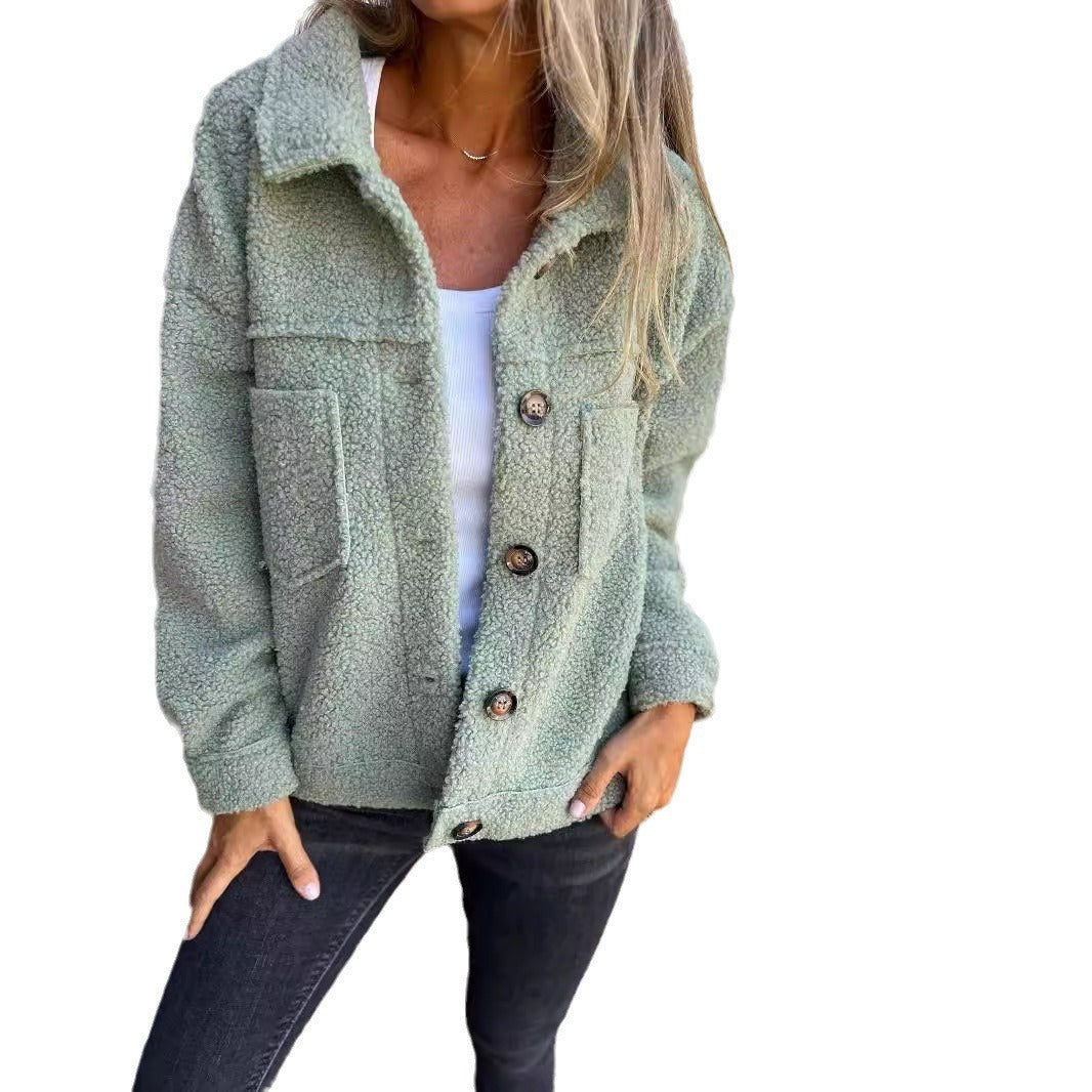 Veste Courte en Laine avec Poches